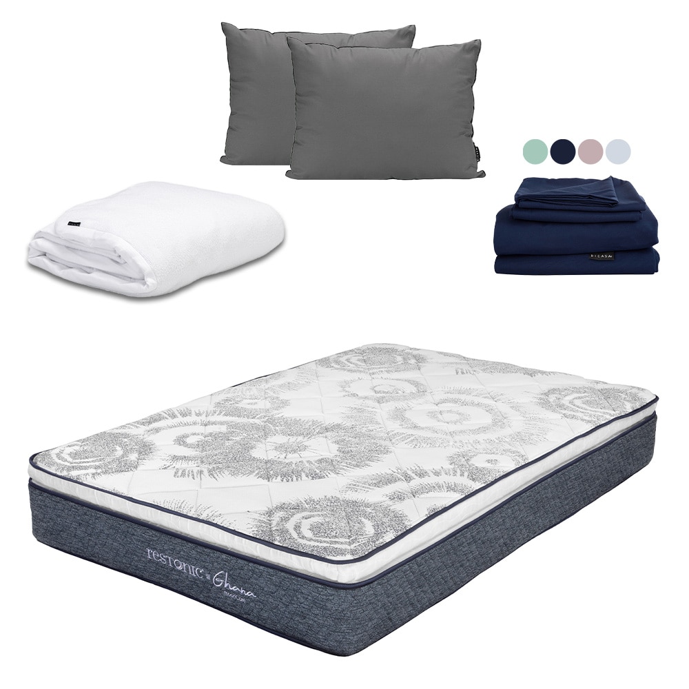 Colchon Restonic Ghana + Almohada 2pack + Protector Cloud + Sabanas Softy Matrimonial $5,799