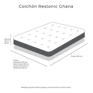 Foto 8 | Colchon Restonic Ghana + Almohada Royal Twin Queen Size