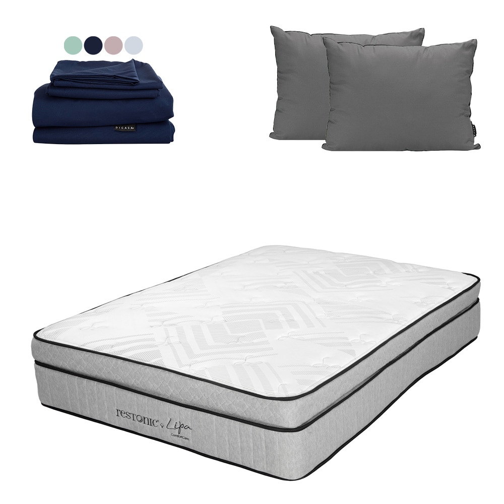 Colchón Restonic Lipa + Almohada 2pack + Sábanas Softy Queen Size $6,899