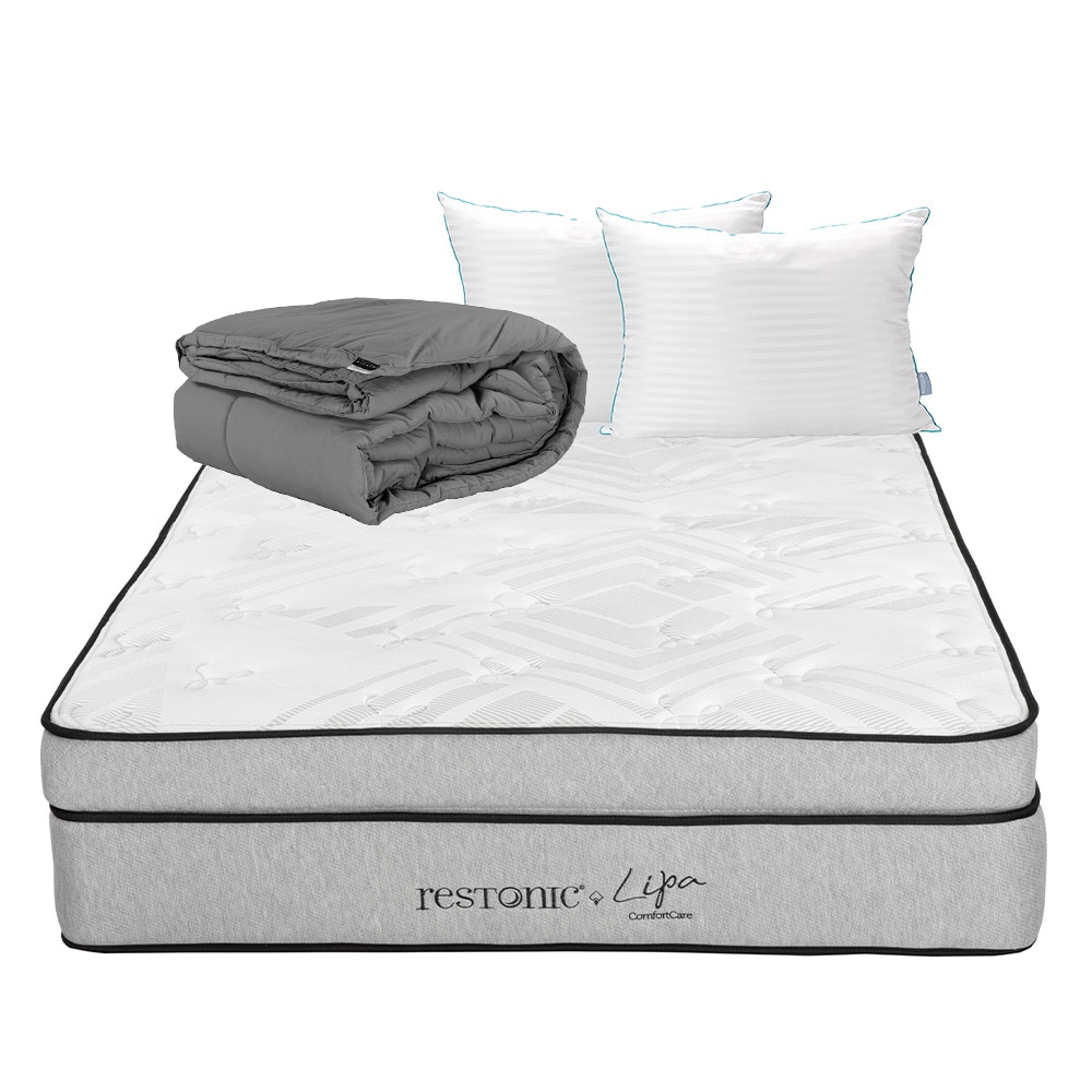 Colchon Restonic Lipa + Almohada Royal Twin + Edredon Homy Queen Size $7,199