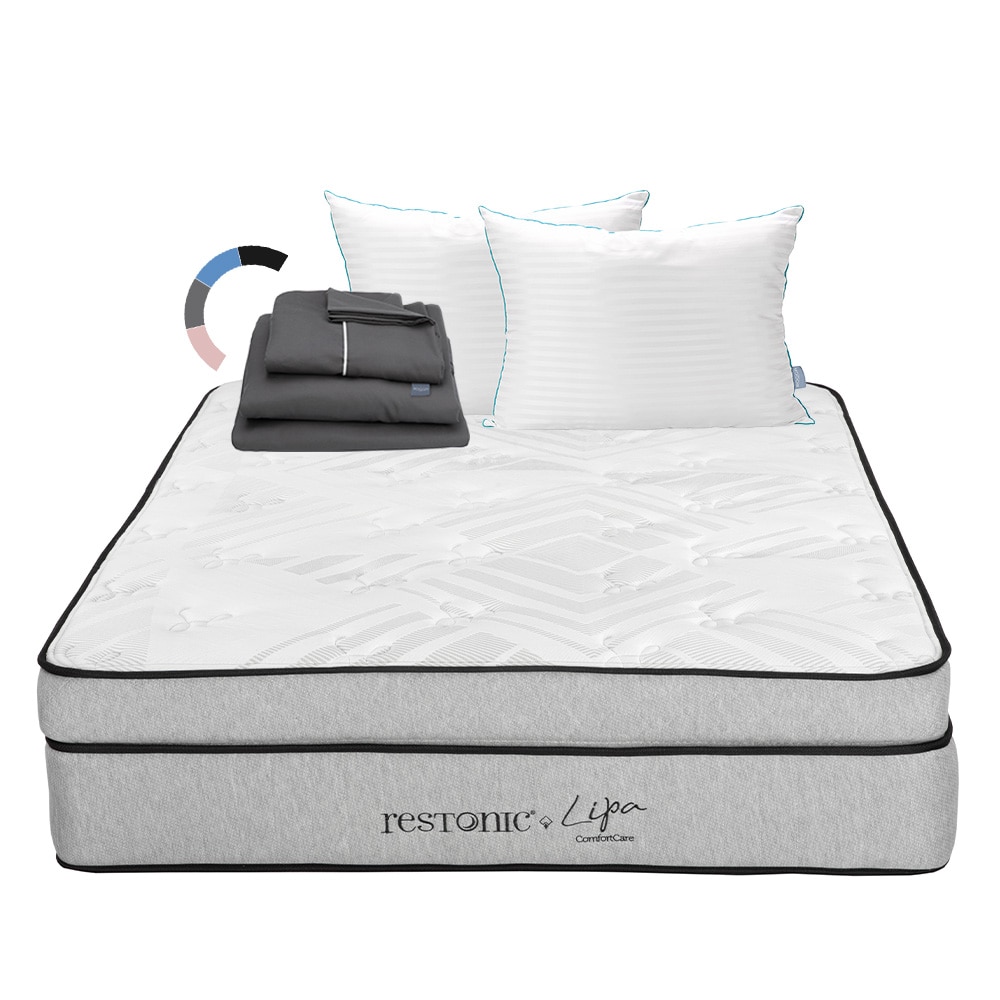 Colchón Restonic Lipa + Almohada Royal Twin + Sábanas Royal Queen Size $6,949