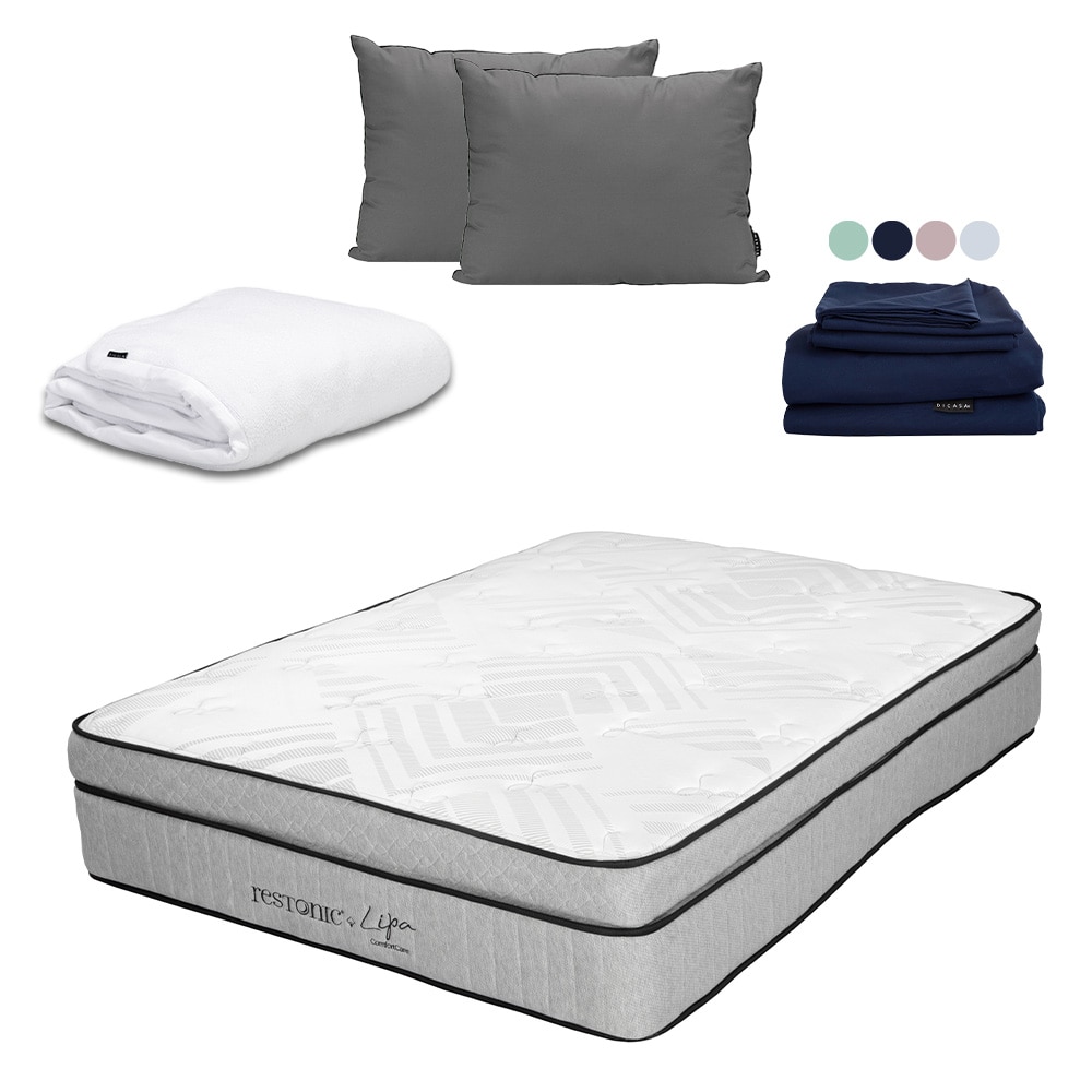 Colchón Restonic Lipa + Almohada 2pack + Protector Cloud + Sábanas Softy King Size $9,549