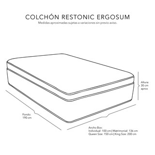 Foto 8 | Colchon Restonic Ergosum + Almohada 2pack + Protector Cloud + Sabanas Softy + Edredon Homy Queen Size