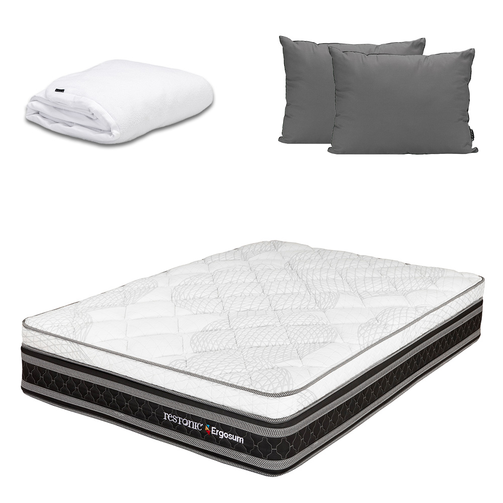 Colchon Restonic Ergosum + Almohada 2pack + Protector Cloud Matrimonial