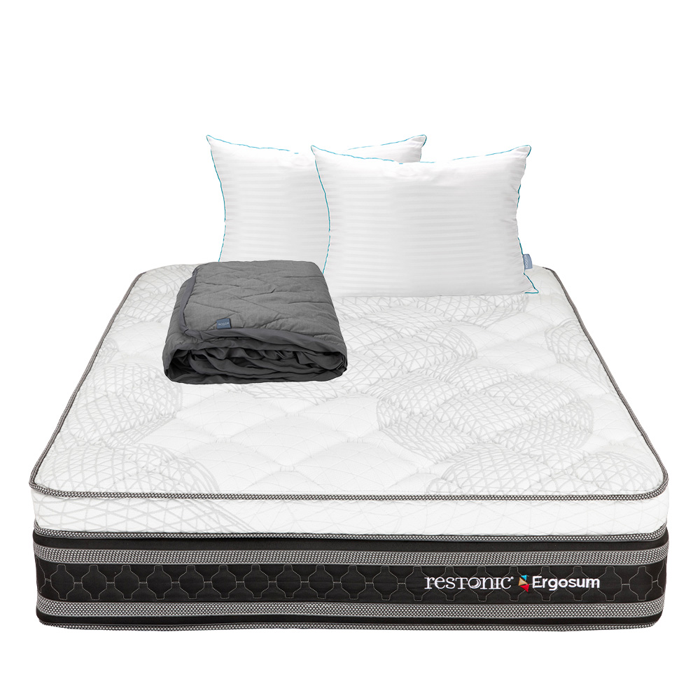 Foto 1 | Colchon Restonic Ergosum + Almohada Royal Twin + Protector Lux Individual