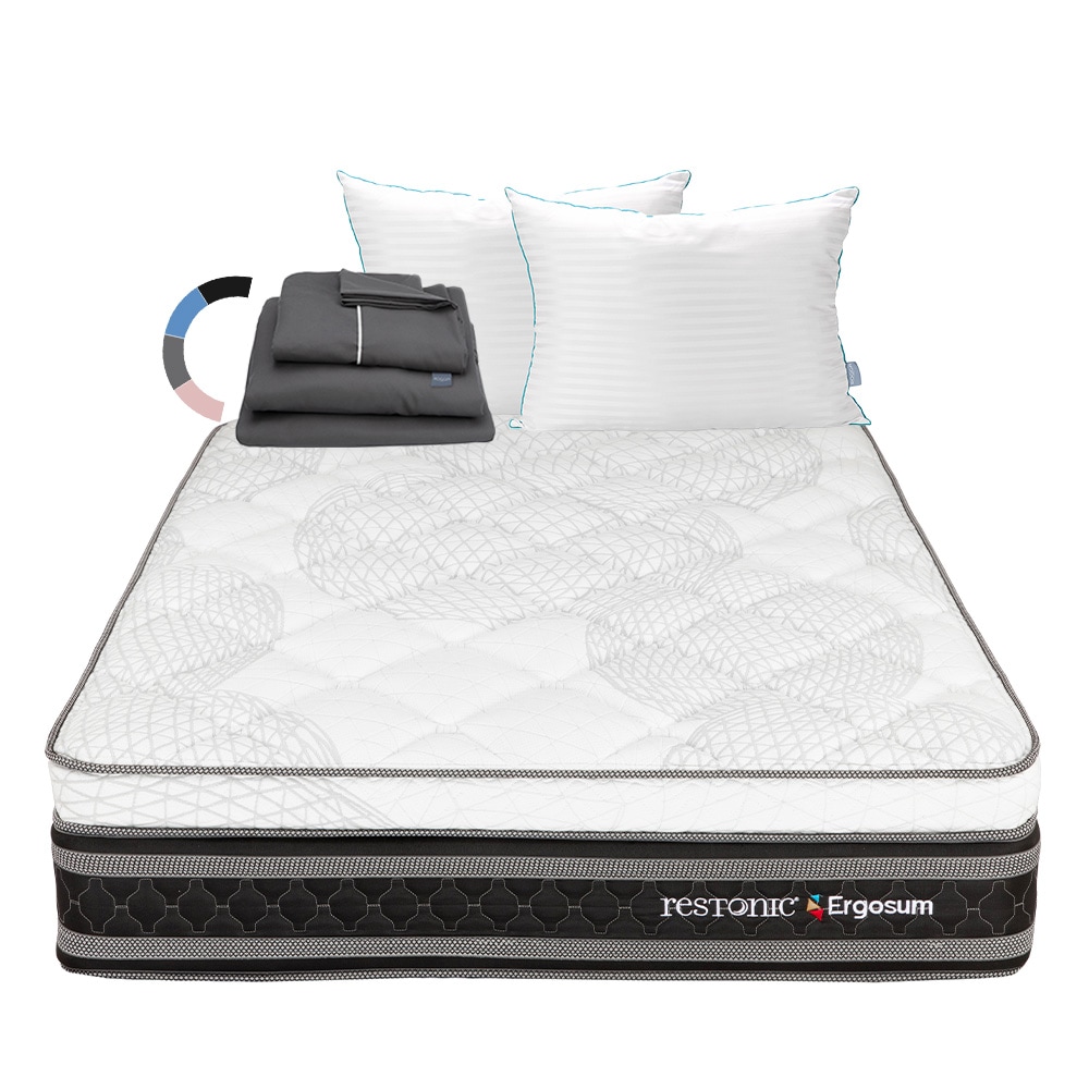 Colchon Restonic Ergosum + Almohada Royal Twin + Sabanas Royal King Size $8,149