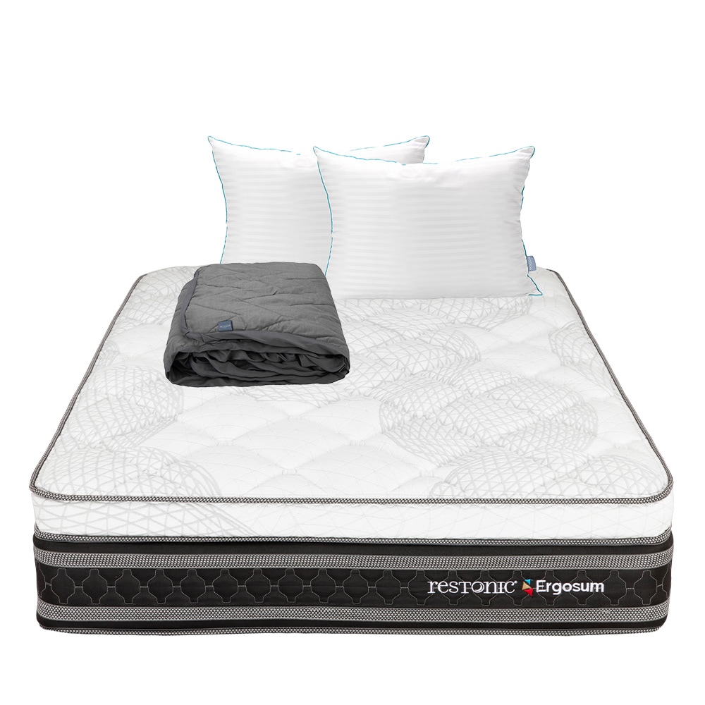 Colchon Restonic Ergosum + Almohada Royal Twin + Protector Lux King Size $8,399