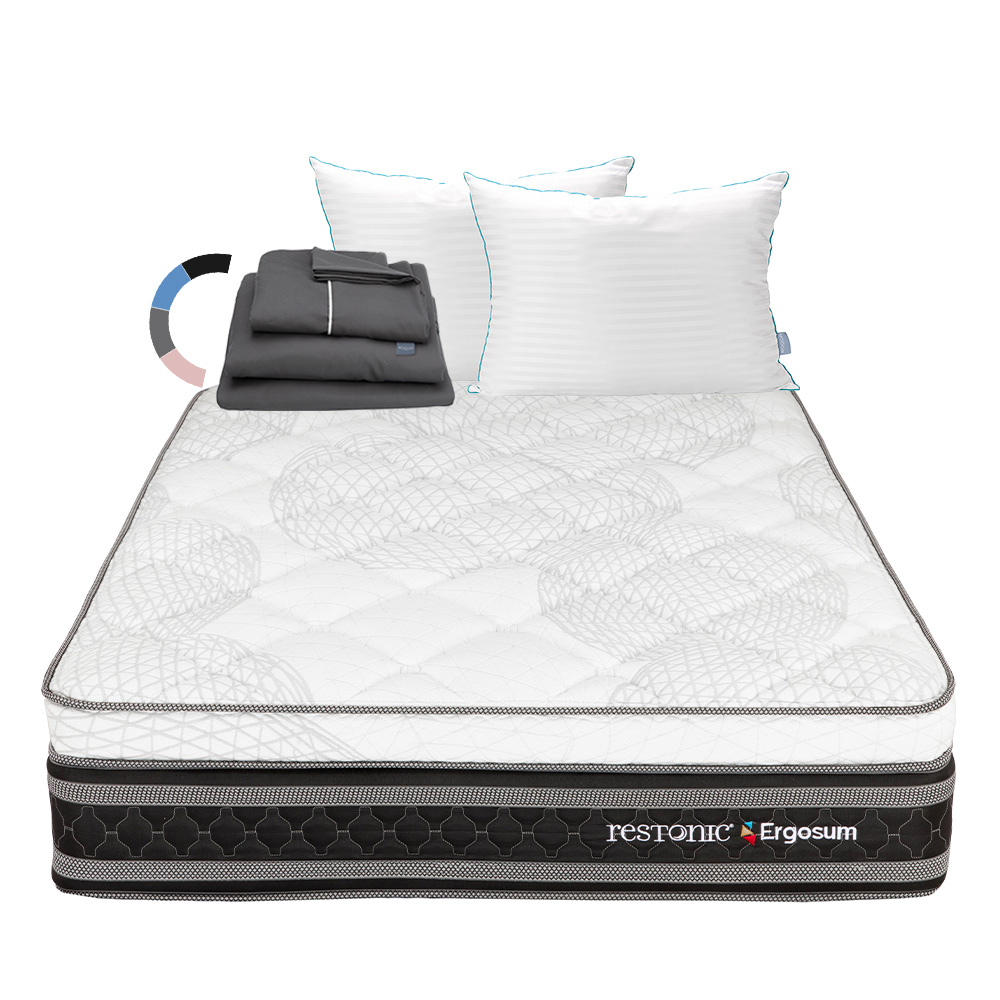 Colchon Restonic Ergosum + Almohada Royal Twin + Sabanas Royal Matrimonial