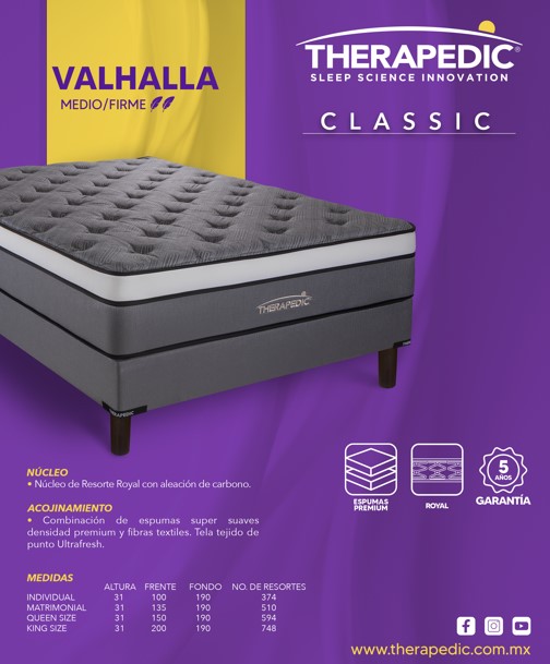 Foto 4 pulgar | Colchon Therapedic King Size Classic Valha Heaven