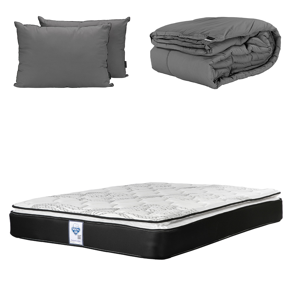 Colchón Premier Spring Air Queen Size + Almohadas 2 Pack + Edredón Homy