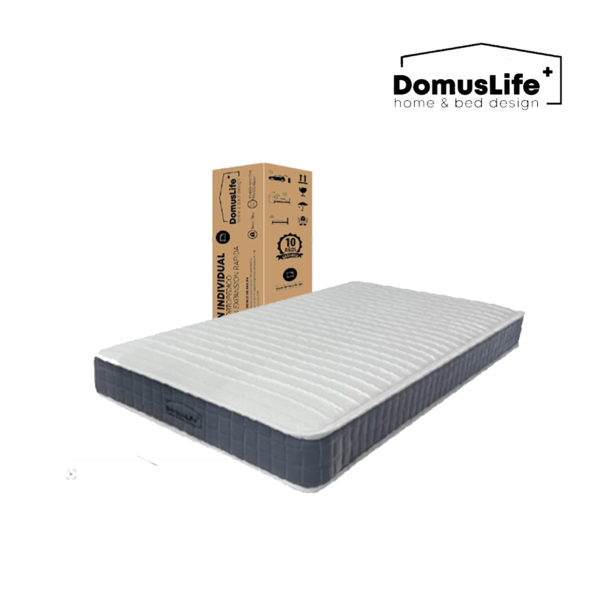 Colchón Individual Con Resorte Ortopédico Y Memory Foam Expansión Rápidan Domuslife