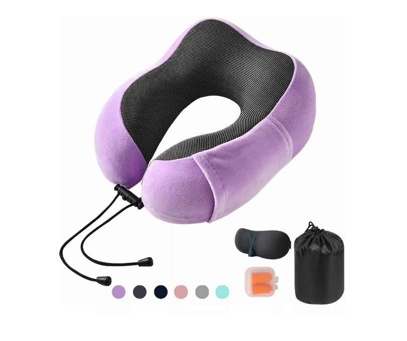 Foto 2 pulgar | Almohadas De Viaje Para Cuello 100% Espuma Viscoelástica Color Purpura Wünd