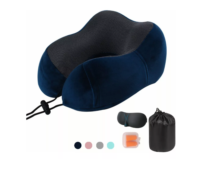 Almohadas De Viaje Para Cuello 100% Espuma Viscoelástica Color Azul