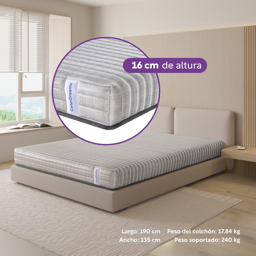 Foto 4 pulgar | Colchón Matrimonial Resortes Foam Alta Densidad En Caja 16cm