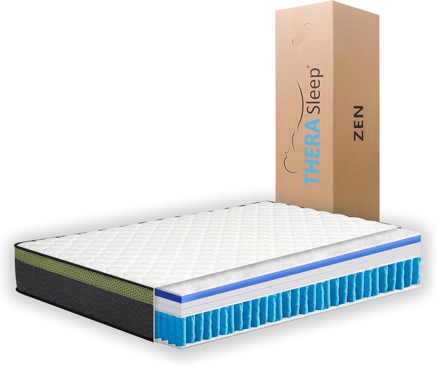 Colchón Individual Híbrido, Thera Sleep Zen Hybrid, Memory Gel Foam, Resortes Independientes Y Espumas De 100x190 Cm