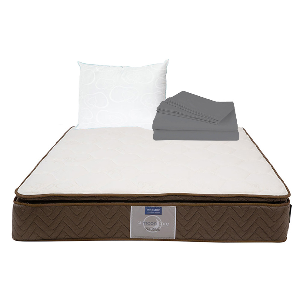 Foto 1 | Colchón Restonic Nautilus Matrimonial + Almohada Oso + Sábanas Spring Air Soft
