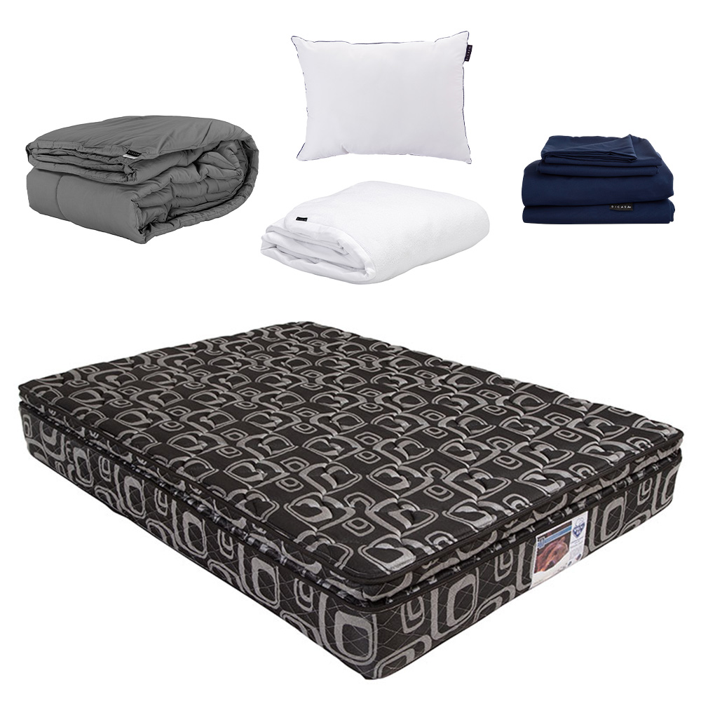Colchón Spring Air Morgan King Size + Almohada One + Protector Cloud + Sábanas Softy + Edredón Homy