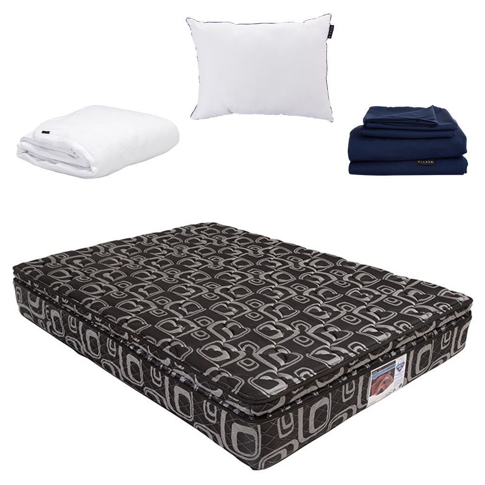 Colchón Spring Air Morgan Queen Size + Almohada One + Protector Cloud + Sábanas Softy