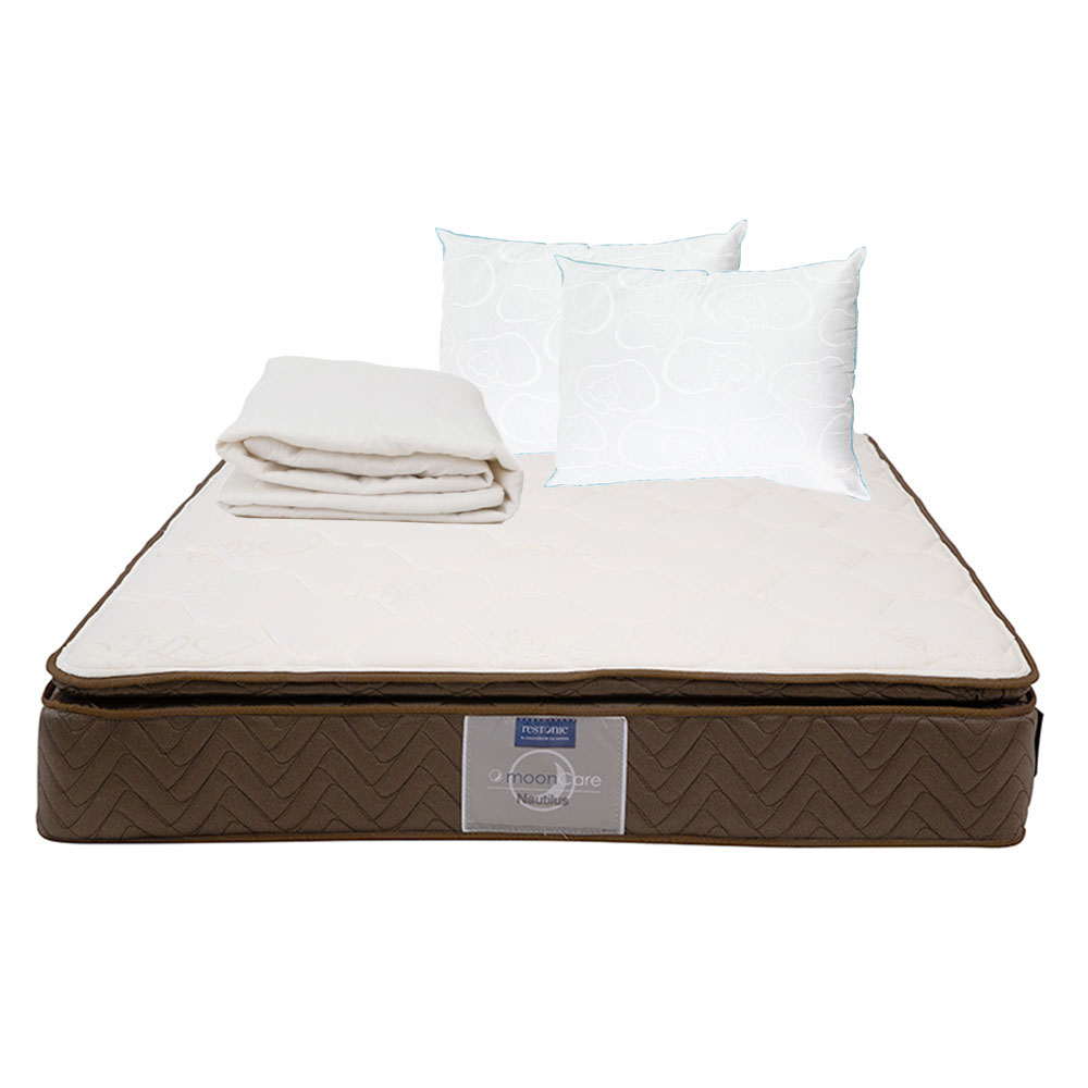 Colchón Restonic Nautilus Queen Size + 2 Almohadas Oso + Protector Ultra