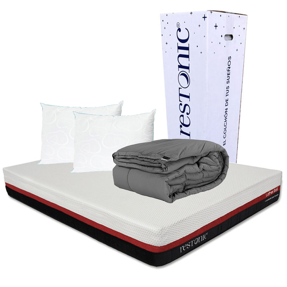 Colchón Restonic Roll Individual + 2 Almohada Oso + Edredón Homy