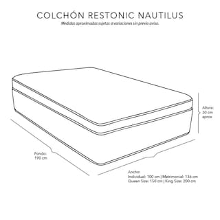 Foto 6 | Colchón Restonic Nautilus Queen Size + 2 Almohadas Oso + Edredón Homy