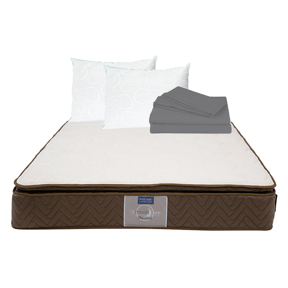 Colchón Restonic Nautilus King Size + 2 Almohada Oso + Sábanas Soft