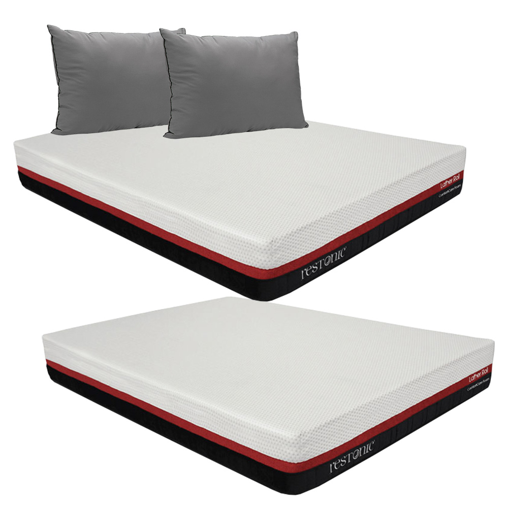 2 Colchones Restonic Roll Queen Size + Almohada 2 Pack