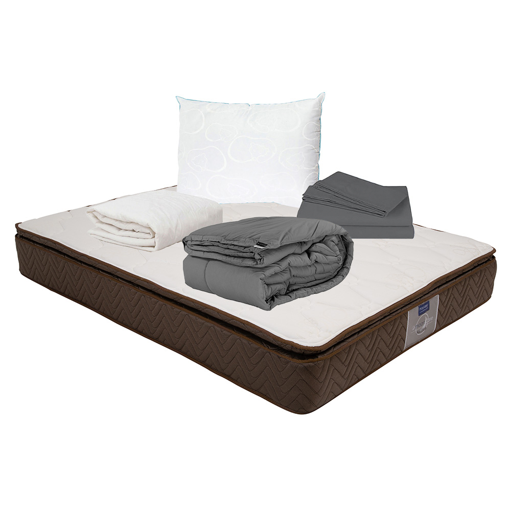 Colchón Restonic Nautilus King Size + Almohada Oso + Protector Ultra + Sábanas + Edredón
