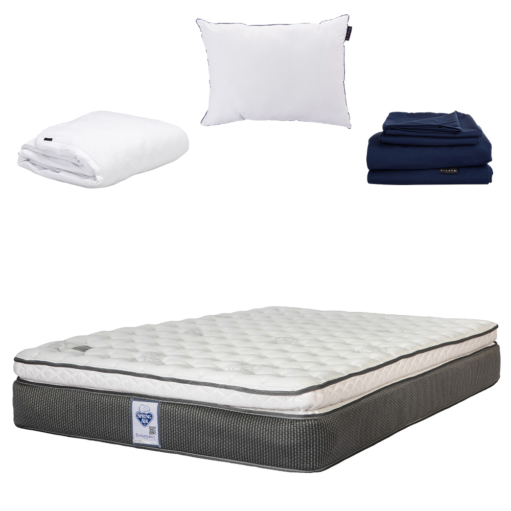 Colchón Spring Air Phantom King Size + Almohada One + Protector Cloud + Sábanas Softy + Edredón Homy