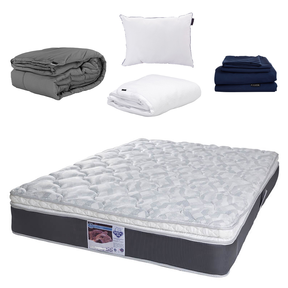 Foto 1 | Colchón Spring Air Marte Queen Size + Almohada One + Protector Cloud + Sábanas Softy + Edredón Homy