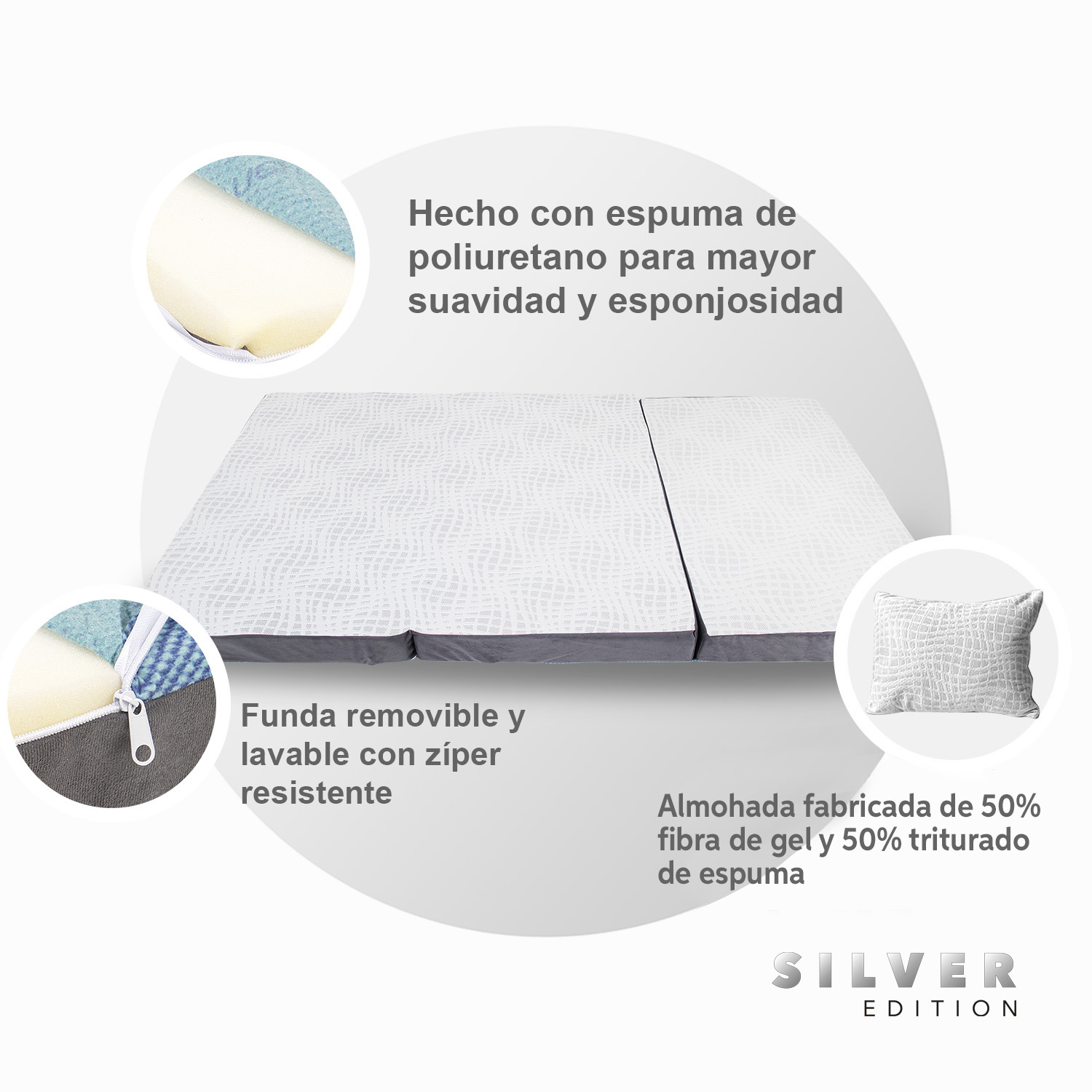 Foto 5 | Pack Colchon Silver (triple) King Size + 2 Almohadas Silver
