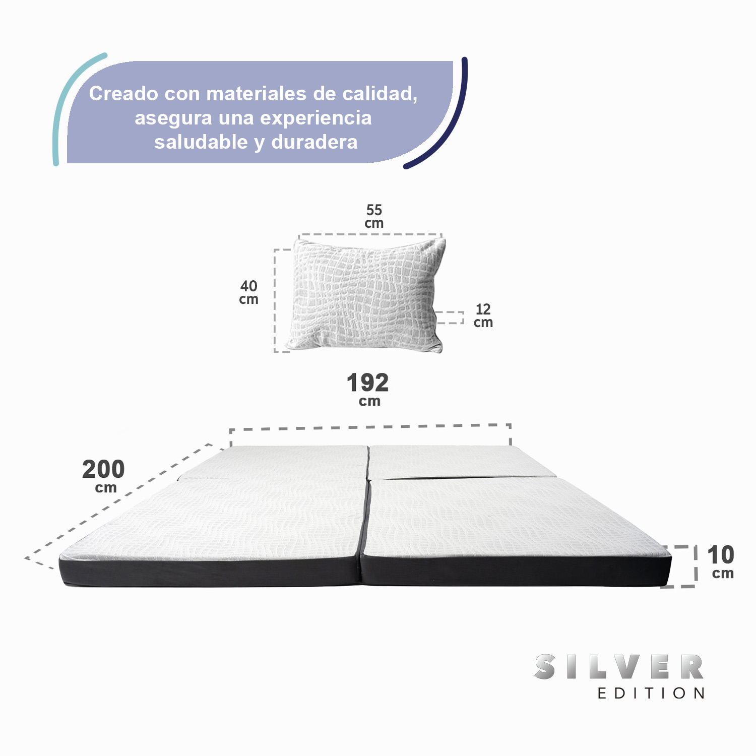 Foto 6 | Pack Colchon Silver (triple) King Size + 2 Almohadas Silver