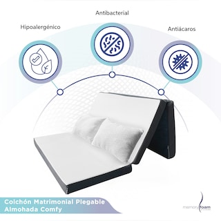 Foto 3 | Pack Colchón Plegable Triple Adulto (gorrones) Matrimonial + Almohada Comfy