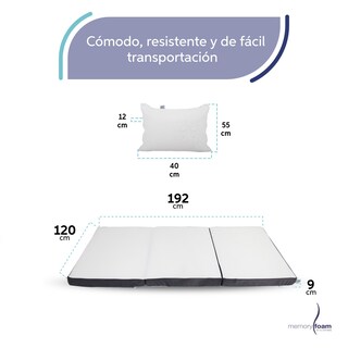Foto 6 | Pack Colchón Plegable Triple Adulto (gorrones) Matrimonial + Almohada Comfy