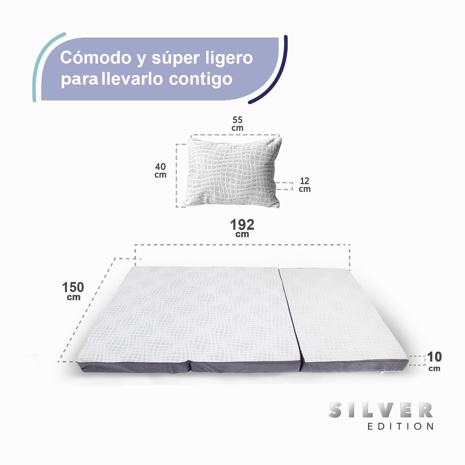 Foto 5 | Pack Colchon Silver (triple) Queen Size  + 2 Almohadas Silver