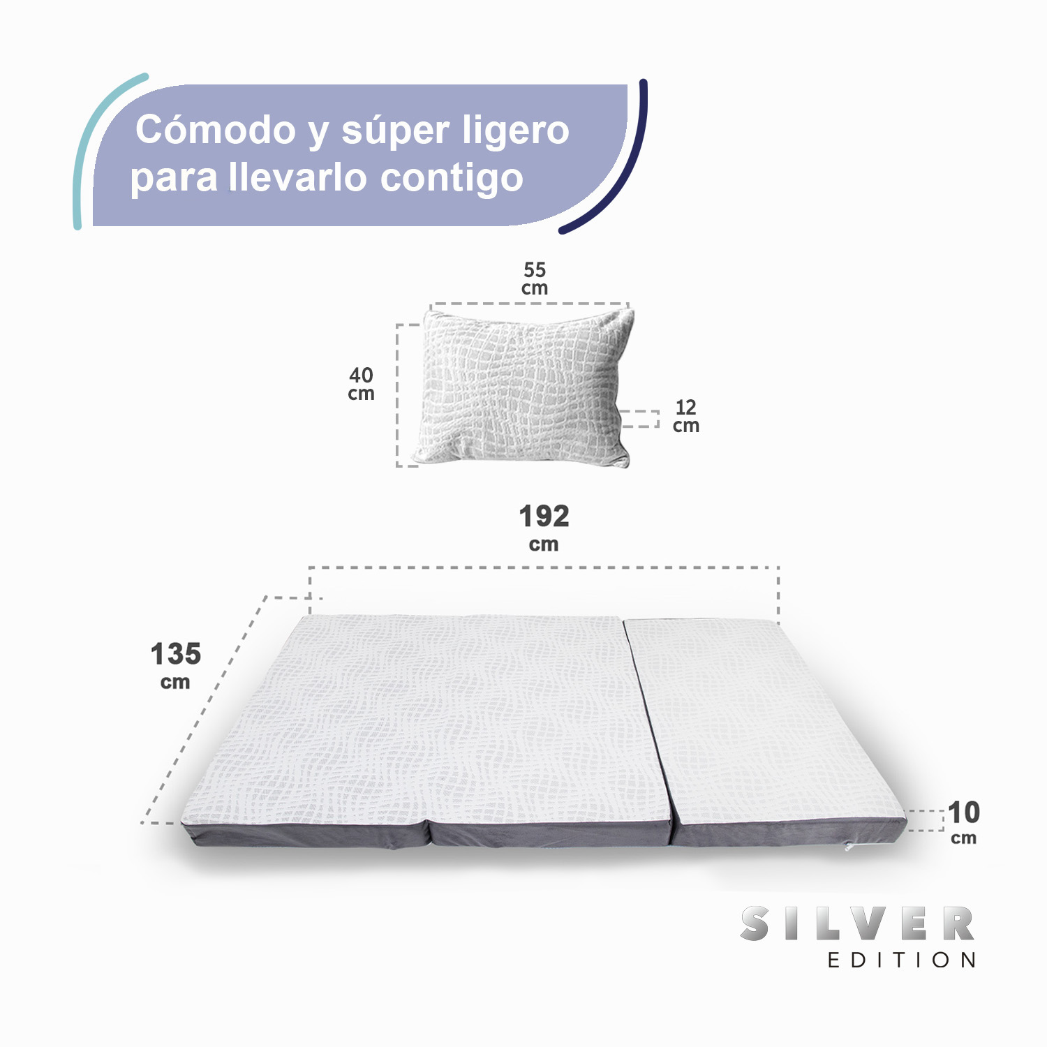 Foto 6 | Pack Colchon Silver (triple) Matrimonial  + 2 Almohadas Silver