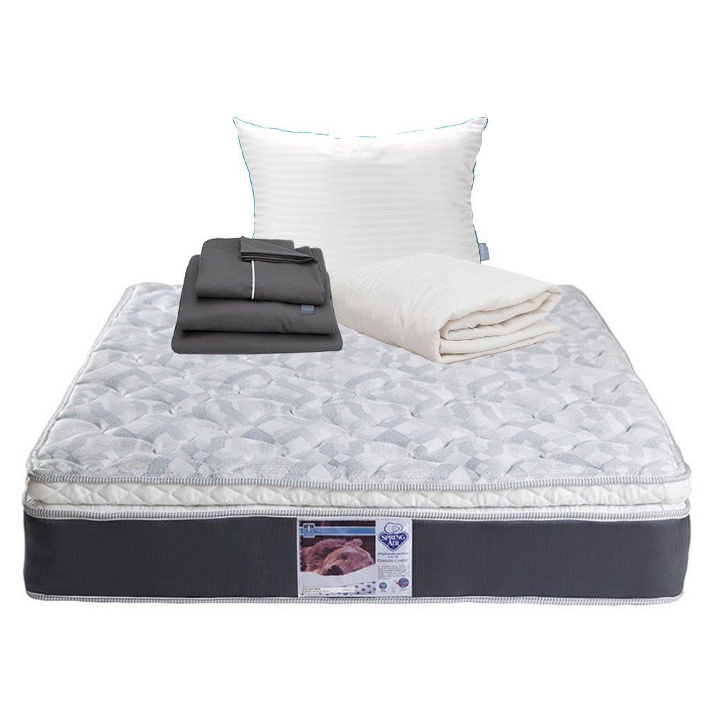 Colchón Spring Air Marte King Size + Almohada Royal + Protector De Colchón Ultra + Juego De Sábanas Royal