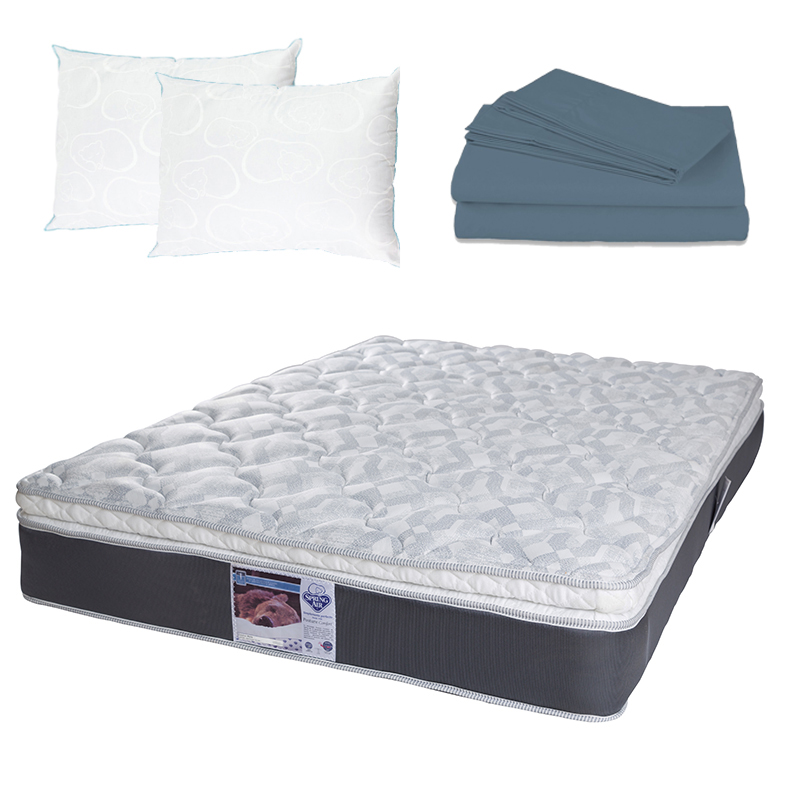 Colchón Spring Air Marte King Size + 2 Almohadas Oso + Juego De Sábanas Spring Air Soft