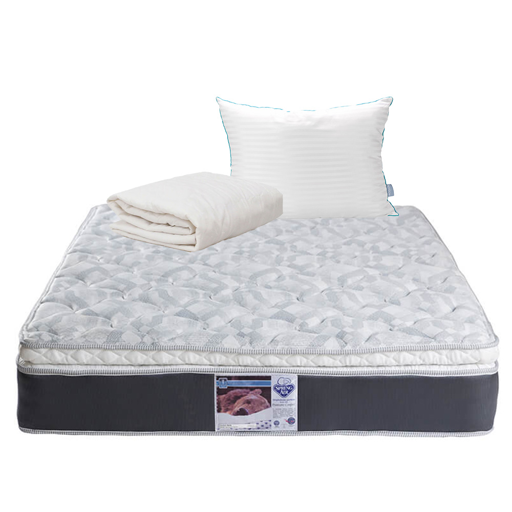 Colchón Spring Air Marte Queen Size + Almohada Royal + Protector De Colchón Ultra