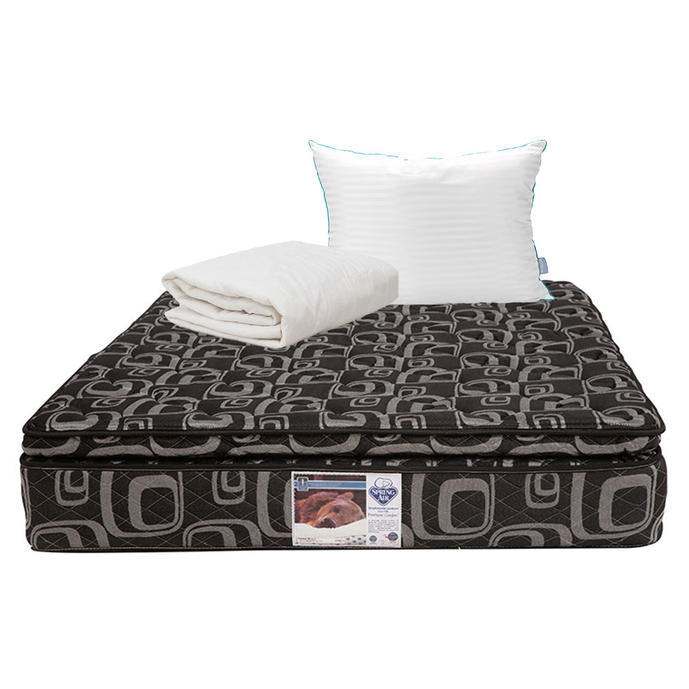 Colchón Spring Air Morgan Queen Size + Almohada Royal + Protector De Colchón Ultra