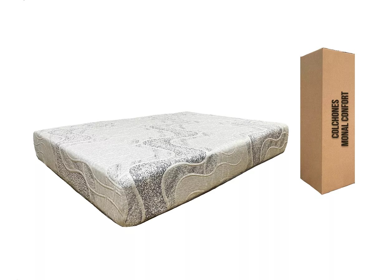 Colchón En Caja Monal Confort Granito Queen Size Memory Foam 25 Cm De Grueso