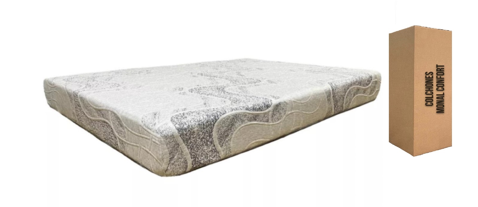 Colchón En Caja Monal Confort Granito King Size Memory Foam 25 Cm De Grueso