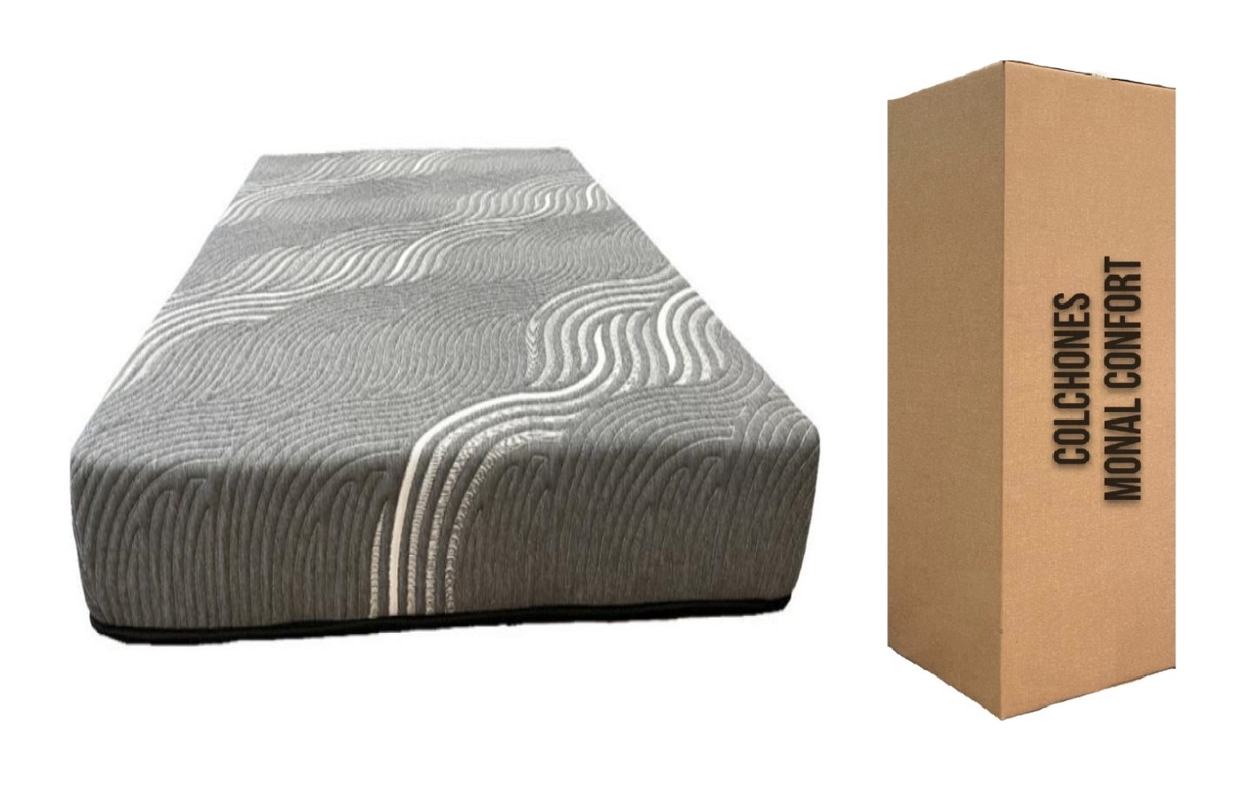 Colchón En Caja Monal Confort Slim Gray Individual Memory Foam 21 Cm De Grueso