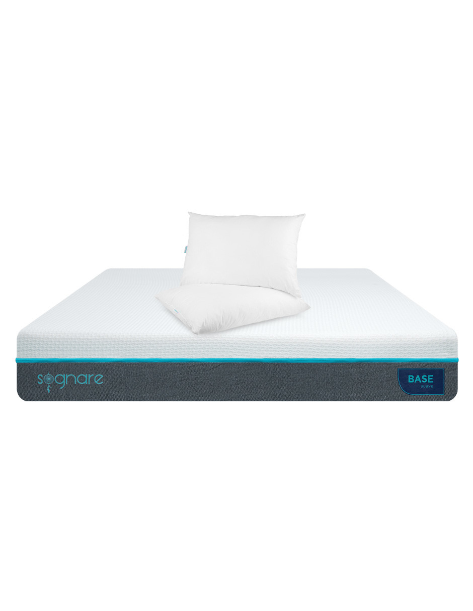 Foto 1 | Colchón Individual Sognare Línea Base Firmeza Media-suave + 2 Pack Almohadas