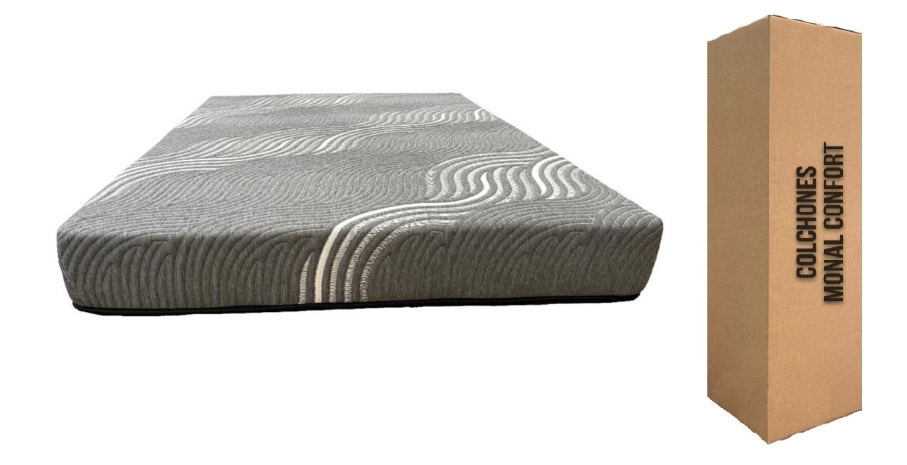 Colchón En Caja Monal Confort Slim Gray Matrimonial Memory Foam 21 Cm De Grueso