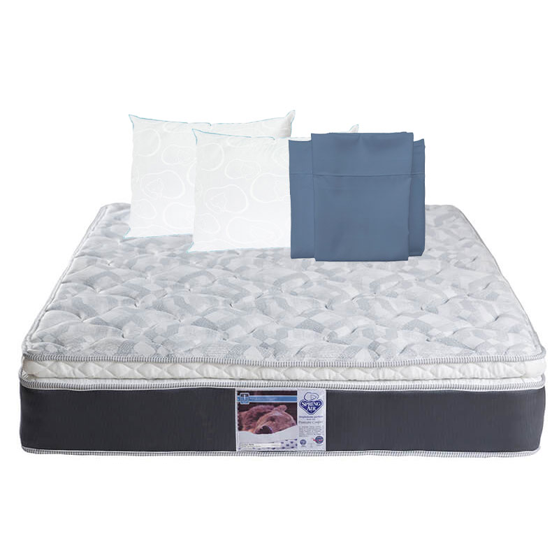 Colchón Spring Air Marte King Size + 2 Almohadas Osos + Juego de Sábanas