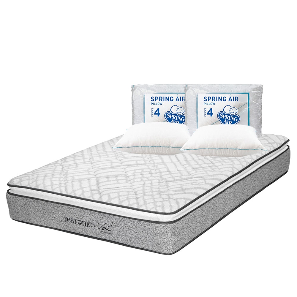 Colchón Restonic Vail Gris Queen Size + 2 Almohadas Osos $4,699