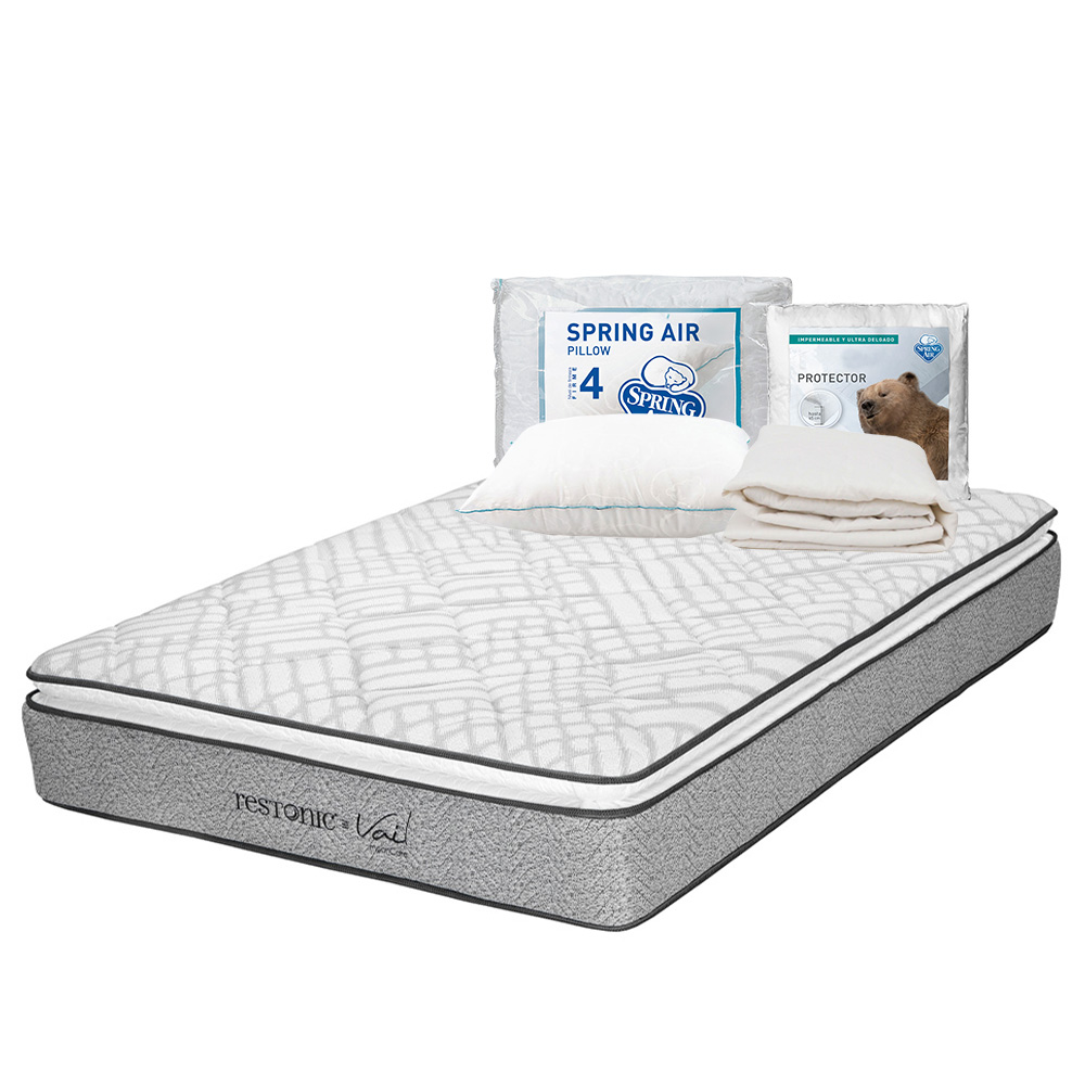 Foto 1 | Colchón Restonic Vail Gris King Size + Protector Ultra + Almohada Oso