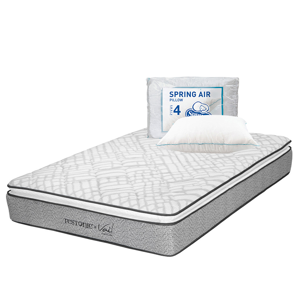 Colchón Restonic Vail Gris Individual + Almohada Oso