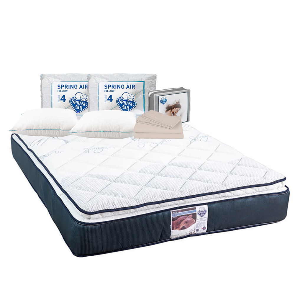 Foto 1 | Colchón Spring Air Mónaco Azul King Size + 2 Almohadas Osos + Sábanas Basic